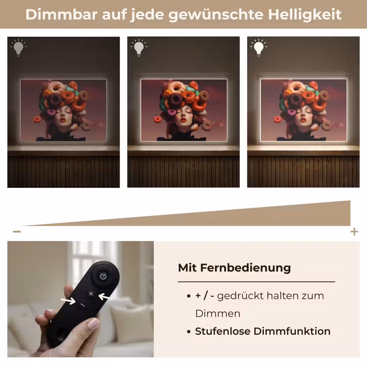 Vrouw - Donuts - Kleurrijk Light Box met batterij (Wandlamp) middel -USP_dimbaarDE