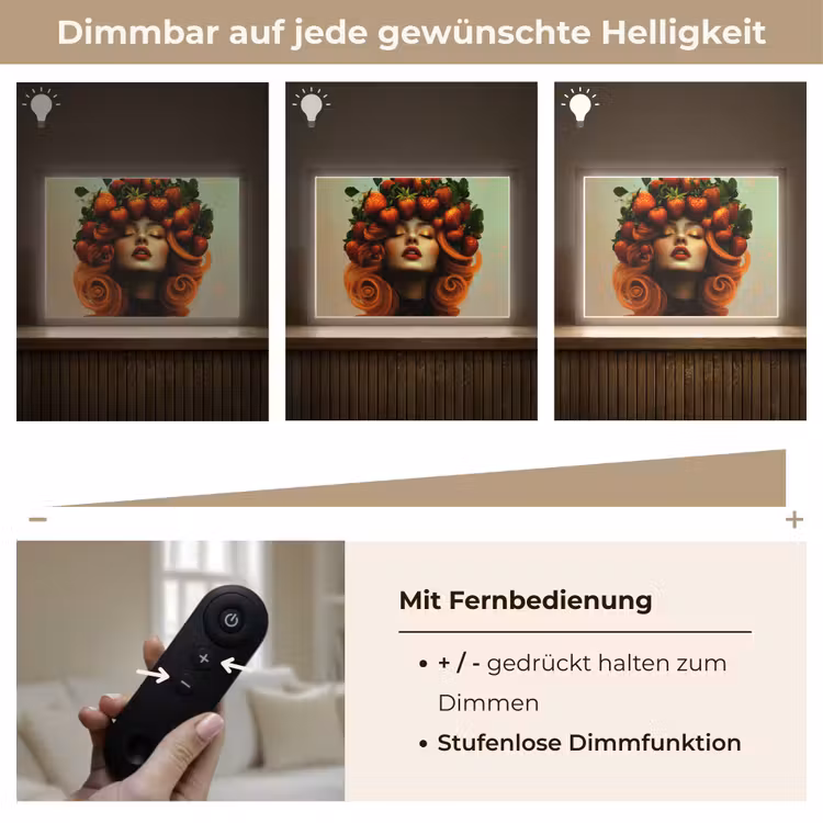 Vrouw - Aardbeien - Kroon Light Box met batterij (Wandlamp) middel -USP_dimbaarDE