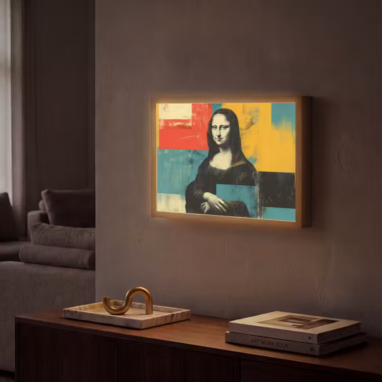 Vrouw - Kleurvlakken - Klassieke schilderkunst Light Box met batterij (Wandlamp) middel -sfeer1