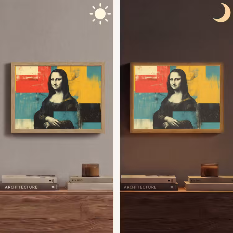 Vrouw - Kleurvlakken - Klassieke schilderkunst Light Box met batterij (Wandlamp) middel -sfeer3