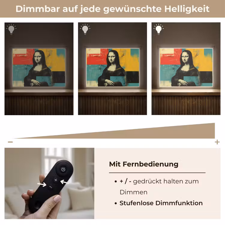 Vrouw - Kleurvlakken - Klassieke schilderkunst Light Box met batterij (Wandlamp) middel -USP_dimbaarDE