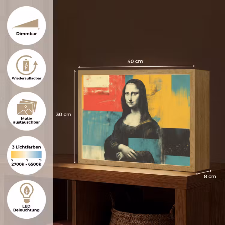 Vrouw - Kleurvlakken - Klassieke schilderkunst Light Box met batterij (Wandlamp) middel -USP_websiteoverzichtDE