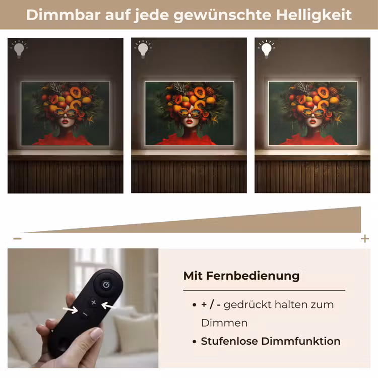 Vrouw - Vruchten - Papaja - Ananas Light Box met batterij (Wandlamp) middel -USP_dimbaarDE