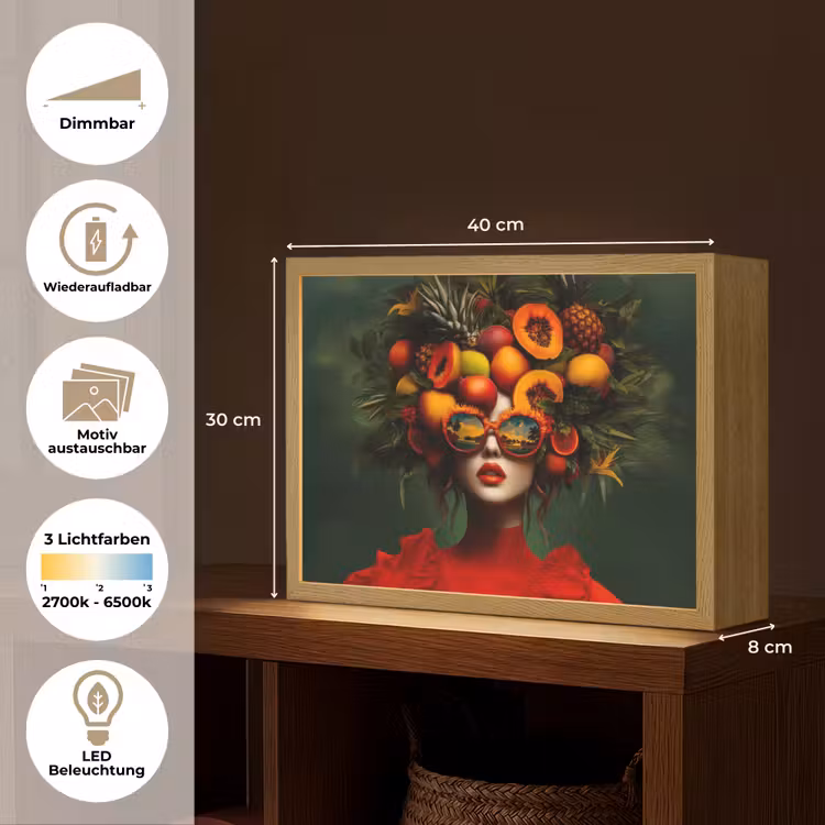 Vrouw - Vruchten - Papaja - Ananas Light Box met batterij (Wandlamp) middel -USP_websiteoverzichtDE