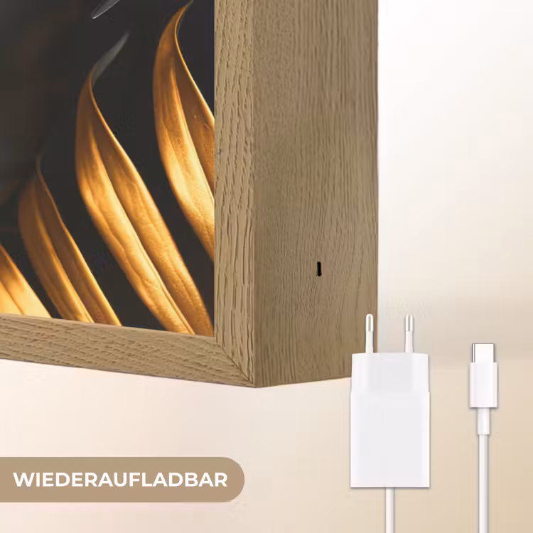 Vrouw - Goud - Natuur - Portret - Modern Light Box met batterij (Wandlamp) middel -USP_websiteoplaadbaarDE