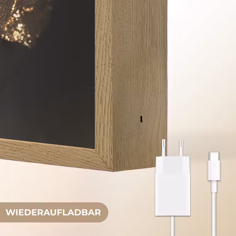 Vrouw - Goud - Portret - Modern - Zwart - Abstract Light Box met batterij (Wandlamp) middel -USP_websiteoplaadbaarDE