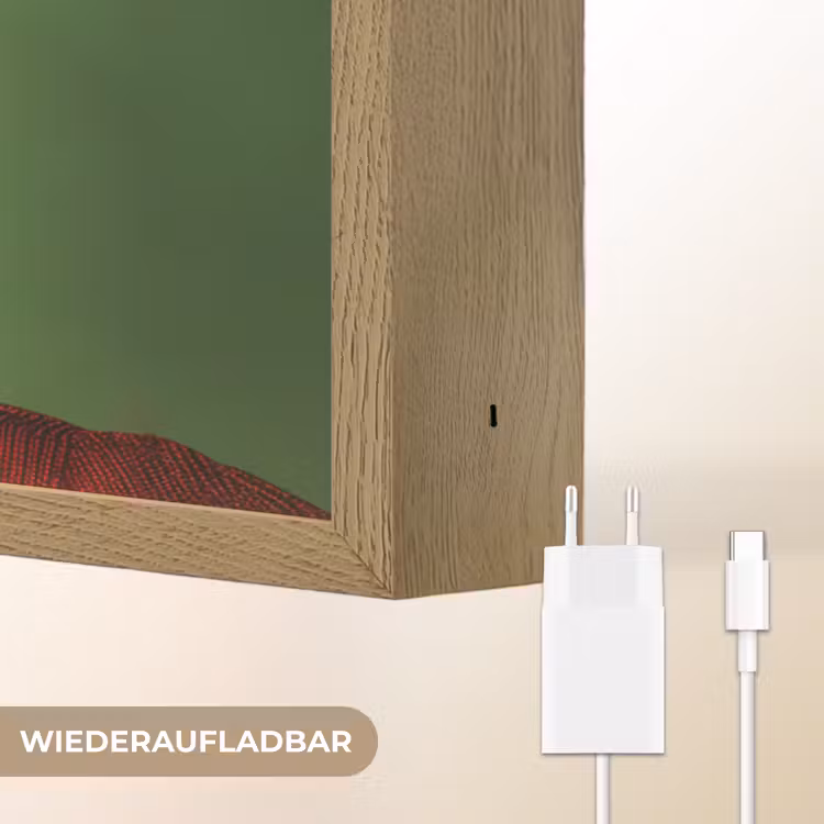 Vrouw - Groen - Bril - Aesthetic - Modern Light Box met batterij (Wandlamp) middel -USP_websiteoplaadbaarDE