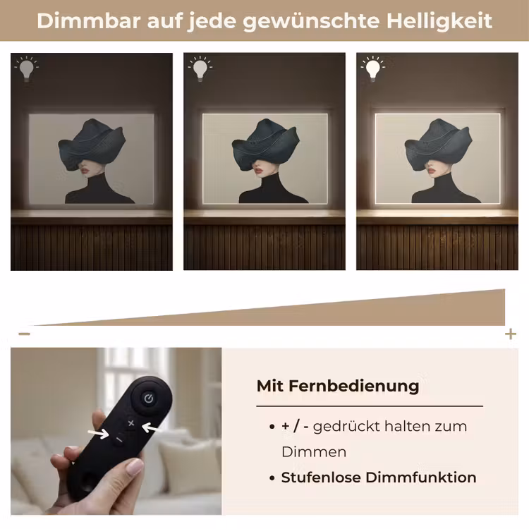 Vrouw - Groen - Hoed Light Box met batterij (Wandlamp) middel -USP_dimbaarDE