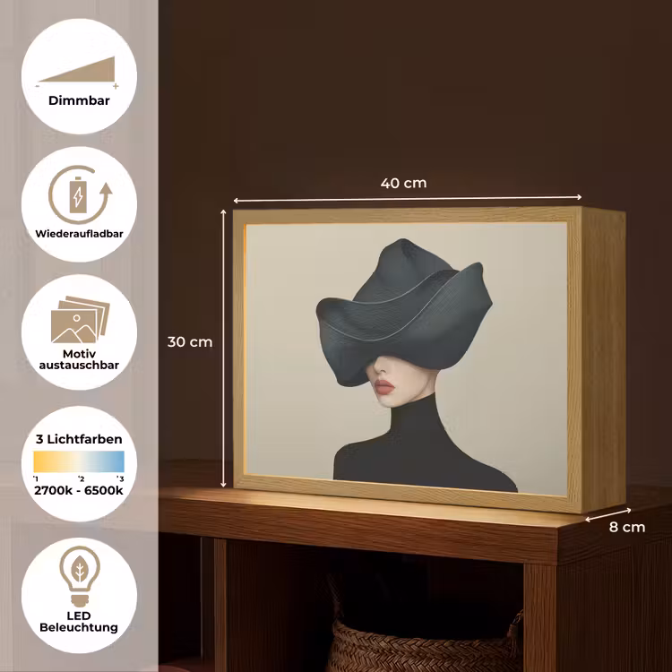 Vrouw - Groen - Hoed Light Box met batterij (Wandlamp) middel -USP_websiteoverzichtDE