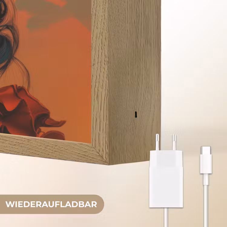 Vrouw - Frambozen - Bladeren Light Box met batterij (Wandlamp) middel -USP_websiteoplaadbaarDE
