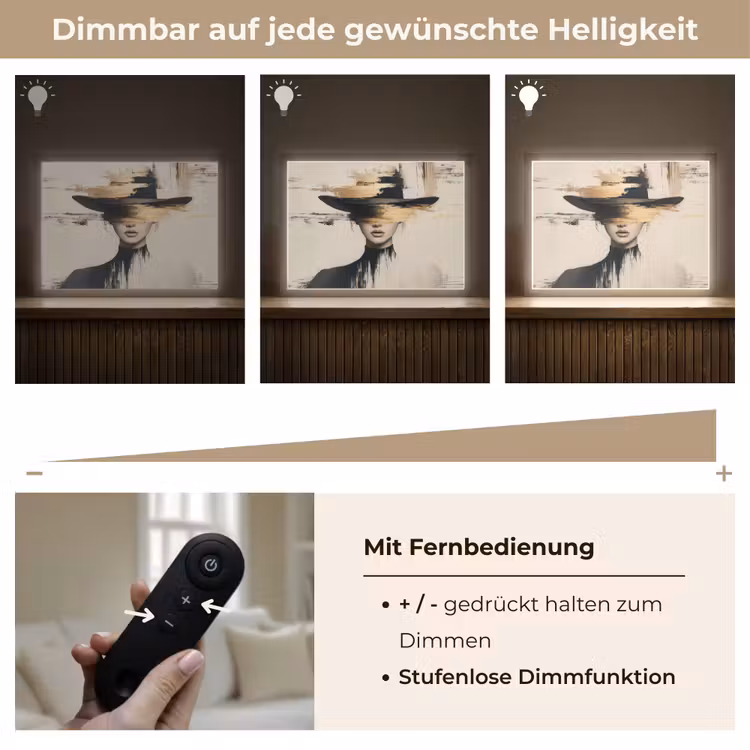 Vrouw - Hoed - Verf Light Box met batterij (Wandlamp) middel -USP_dimbaarDE