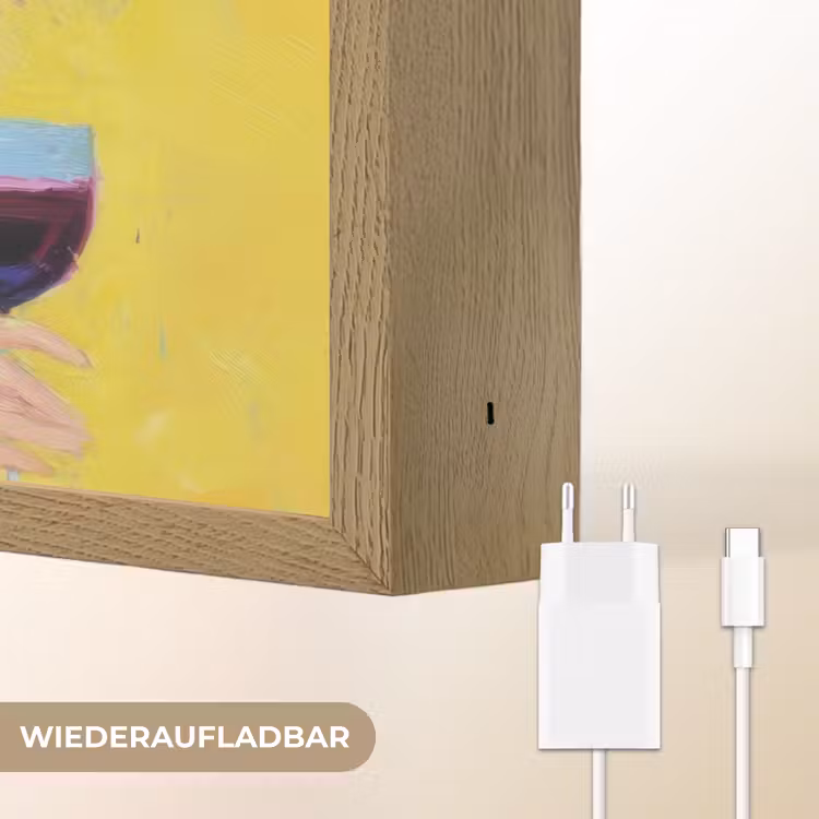 Vrouw - Hoed - Paars - Wijn Light Box met batterij (Wandlamp) middel -USP_websiteoplaadbaarDE