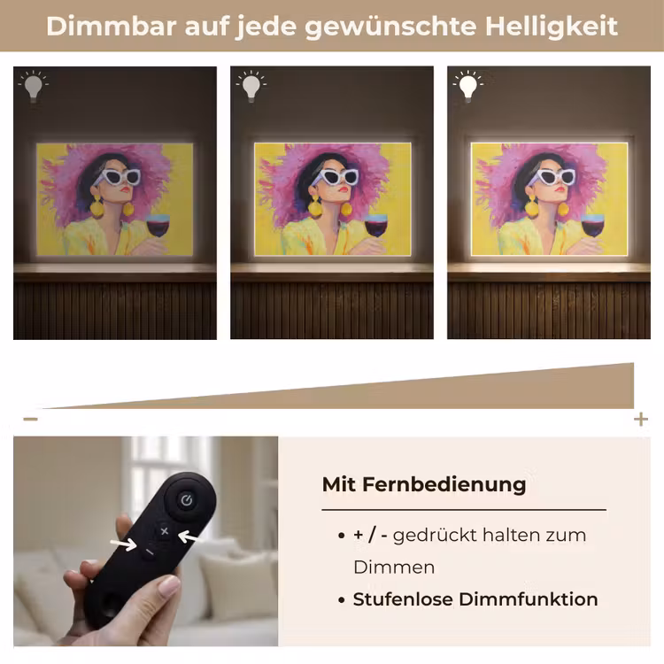 Vrouw - Hoed - Paars - Wijn Light Box met batterij (Wandlamp) middel -USP_dimbaarDE