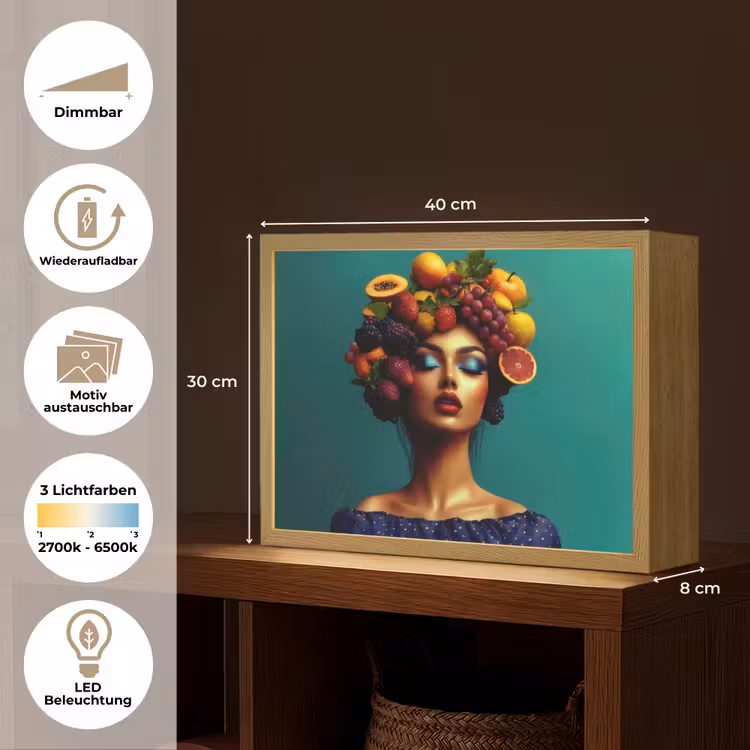 Vrouw - Hoodtooi - Tropisch - Fruit - Druiven Light Box met batterij (Wandlamp) middel -USP_websiteoverzichtDE