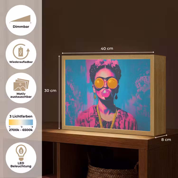 Vrouw - Kauwgom - Zonnebril - Oranje Light Box met batterij (Wandlamp) middel -USP_websiteoverzichtDE