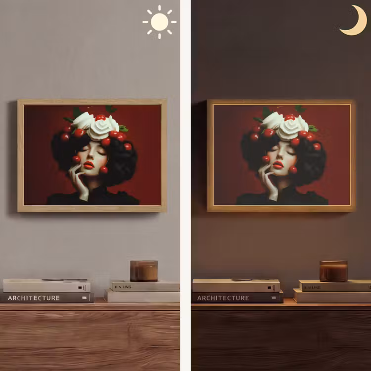 Vrouw - Kersen - Slagroom Light Box met batterij (Wandlamp) middel -sfeer3