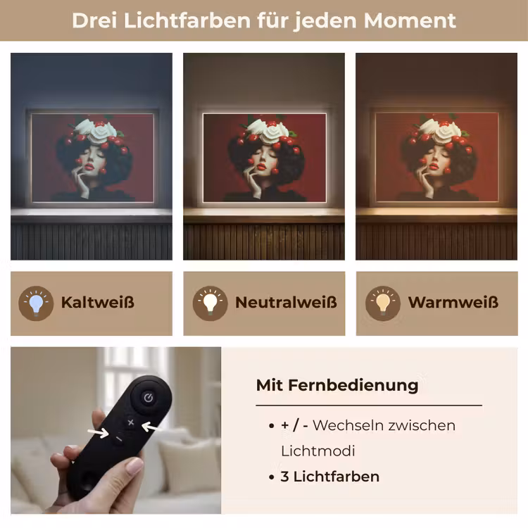 Vrouw - Kersen - Slagroom Light Box met batterij (Wandlamp) middel -USP_lichtkleurDE