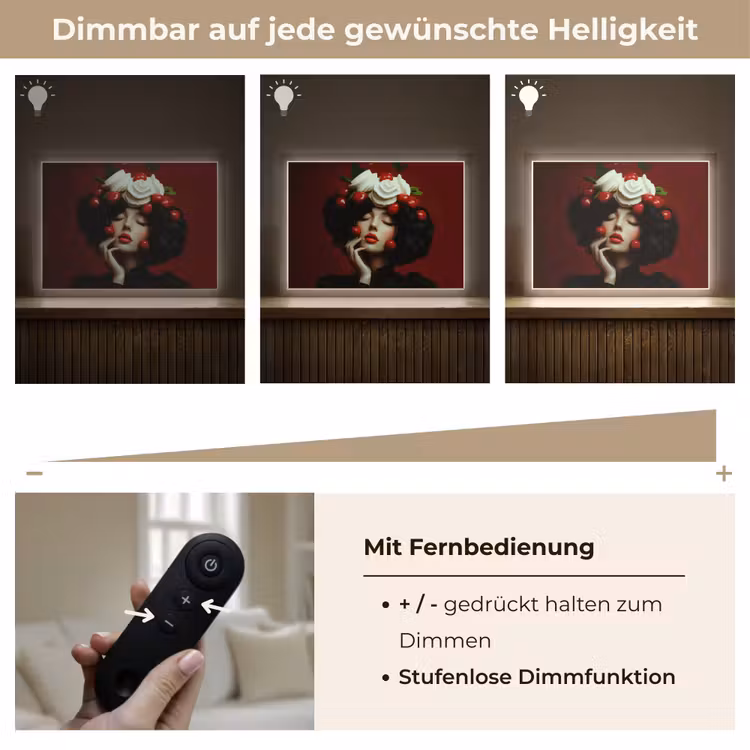 Vrouw - Kersen - Slagroom Light Box met batterij (Wandlamp) middel -USP_dimbaarDE