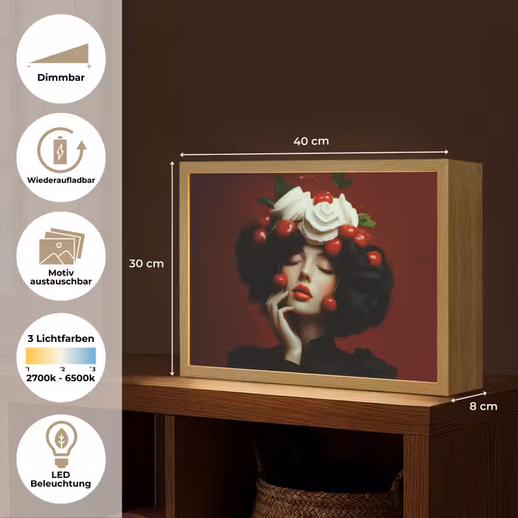 Vrouw - Kersen - Slagroom Light Box met batterij (Wandlamp) middel -USP_websiteoverzichtDE