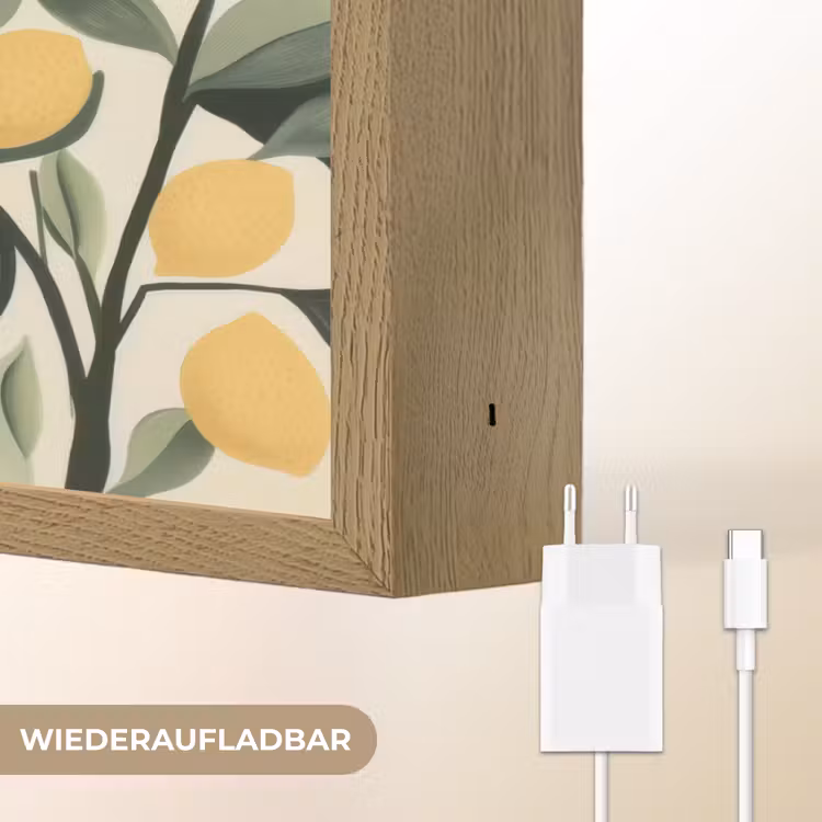 Vrouw - Mand - Citroenen - Bladeren Light Box met batterij (Wandlamp) middel -USP_websiteoplaadbaarDE