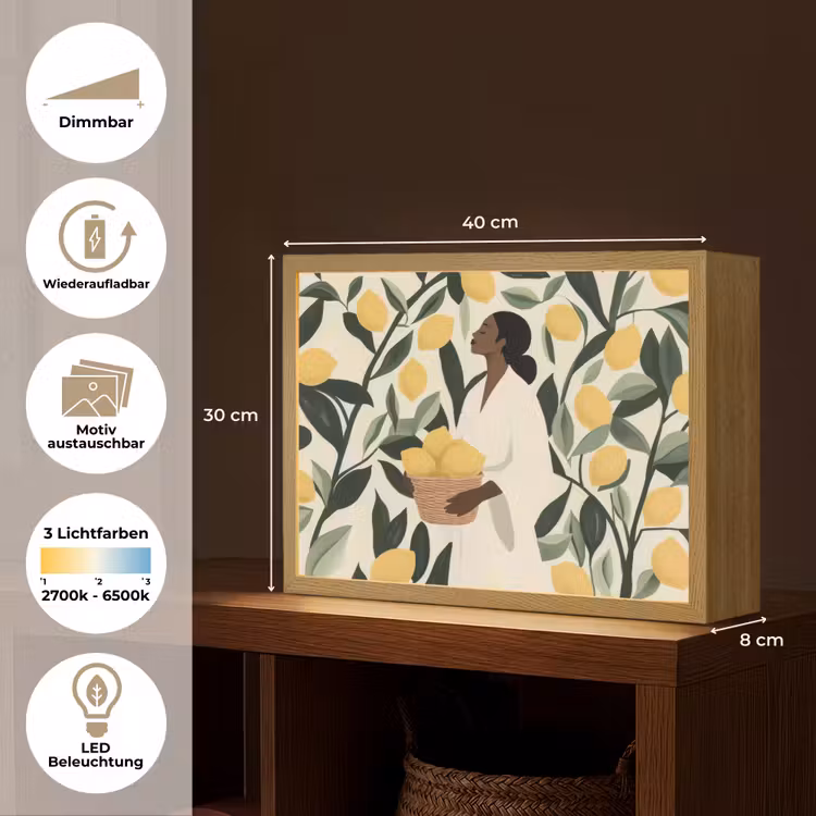 Vrouw - Mand - Citroenen - Bladeren Light Box met batterij (Wandlamp) middel -USP_websiteoverzichtDE