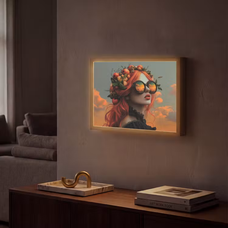 Vrouw - Kroon - Tomaat - Bascilicum - Zonnebril Light Box met batterij (Wandlamp) middel -sfeer1