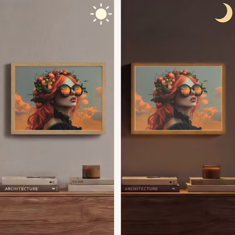 Vrouw - Kroon - Tomaat - Bascilicum - Zonnebril Light Box met batterij (Wandlamp) middel -sfeer3