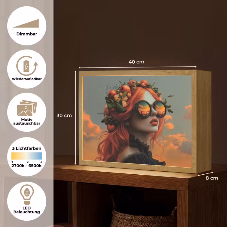 Vrouw - Kroon - Tomaat - Bascilicum - Zonnebril Light Box met batterij (Wandlamp) middel -USP_websiteoverzichtDE