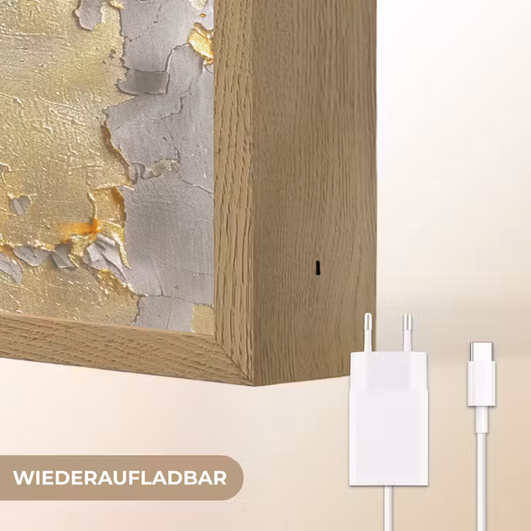 Vrouw - Kunst - Goud - Zwart Light Box met batterij (Wandlamp) middel -USP_websiteoplaadbaarDE