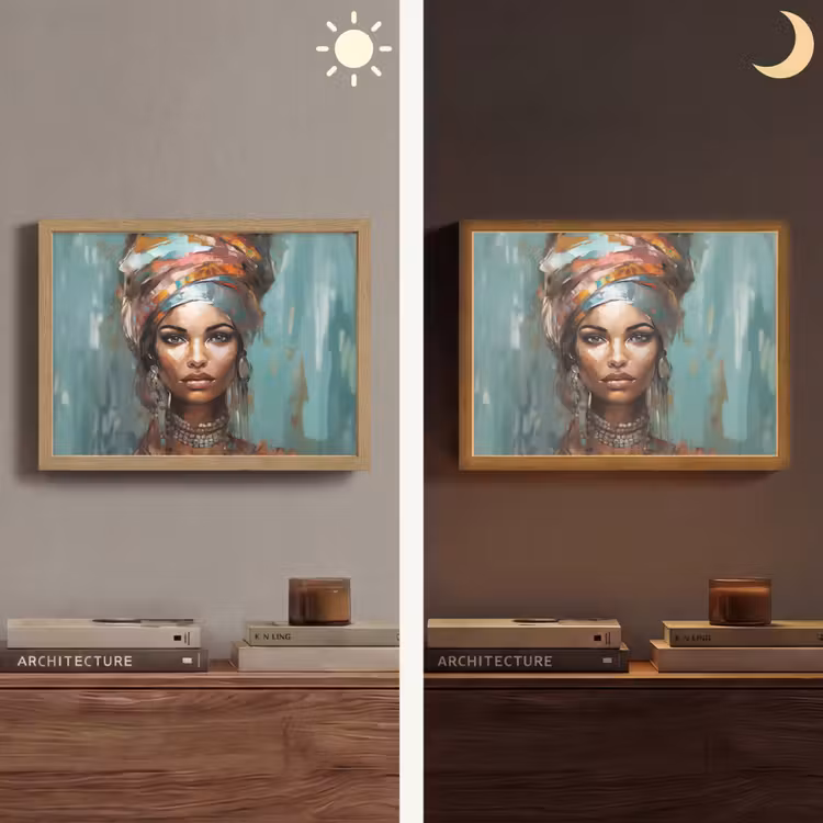 Vrouw - Kunst - Sieraden - Portret Light Box met batterij (Wandlamp) middel -sfeer3