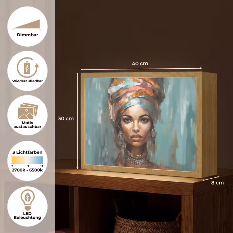 Vrouw - Kunst - Sieraden - Portret Light Box met batterij (Wandlamp) middel -USP_websiteoverzichtDE