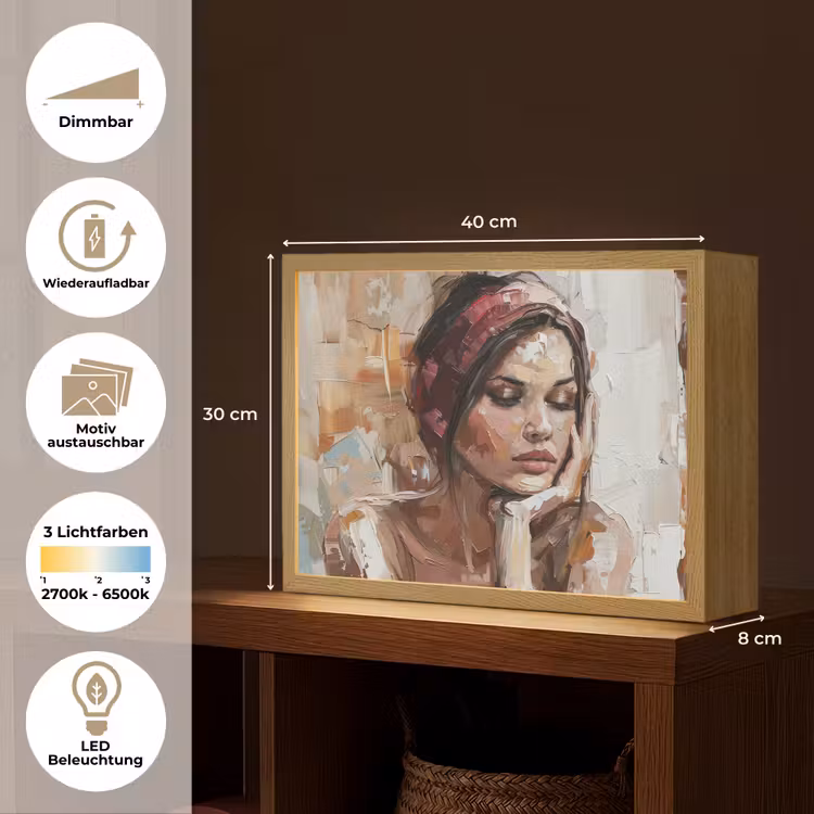 Vrouw - Verflook - Portret - Modern Light Box met batterij (Wandlamp) middel -USP_websiteoverzichtDE