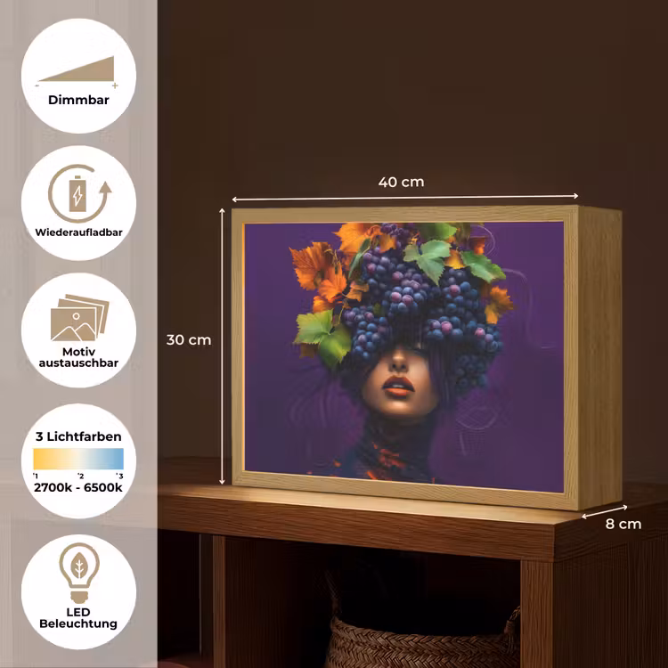 Vrouw - Paars - Druiven Light Box met batterij (Wandlamp) middel -USP_websiteoverzichtDE