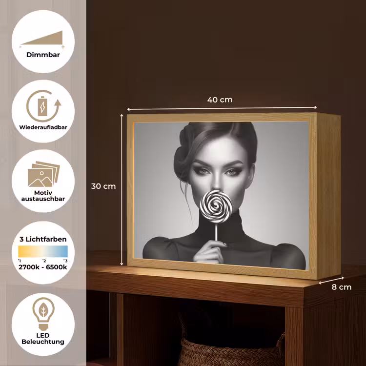 Vrouw - Lolly - Zwart Light Box met batterij (Wandlamp) middel -USP_websiteoverzichtDE