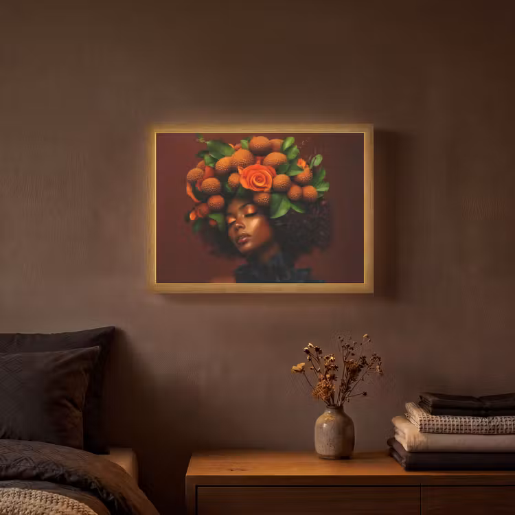 Vrouw - lychee - exotisch Light Box met batterij (Wandlamp) middel -sfeer4