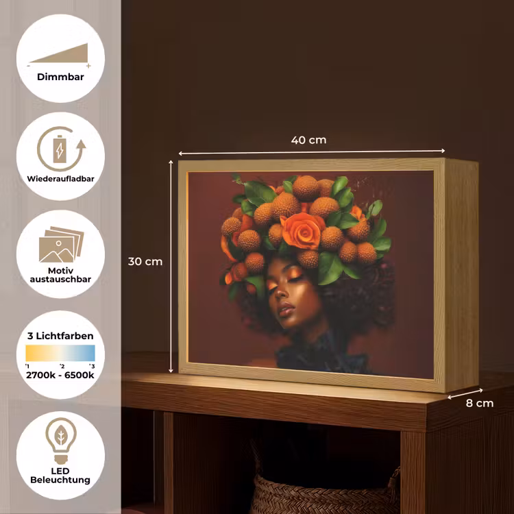 Vrouw - lychee - exotisch Light Box met batterij (Wandlamp) middel -USP_websiteoverzichtDE