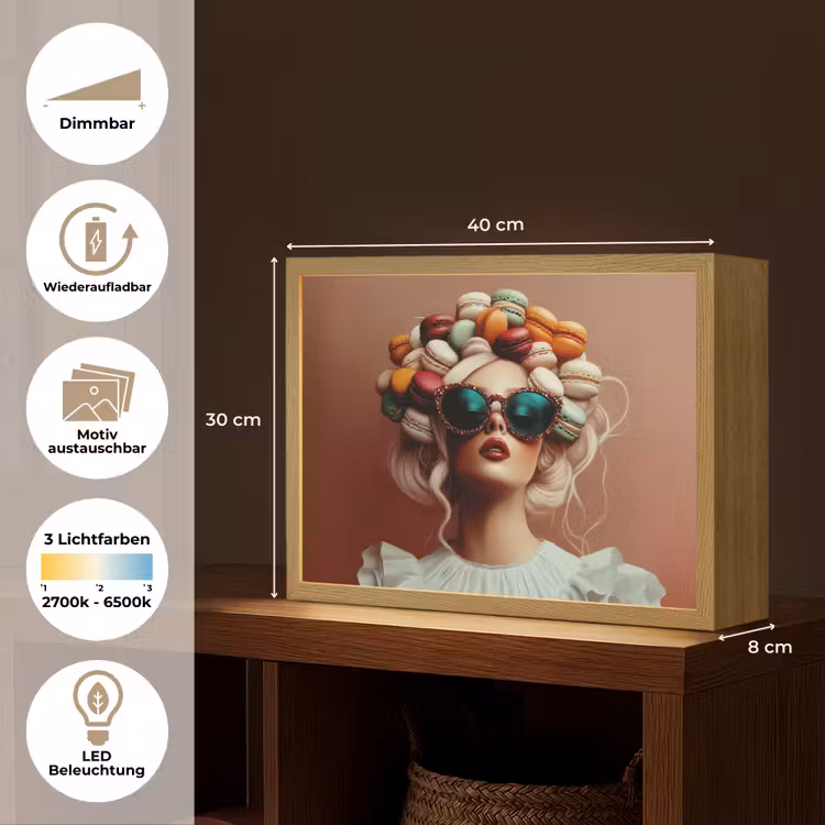 Vrouw - Macarons - Bril Light Box met batterij (Wandlamp) middel -USP_websiteoverzichtDE
