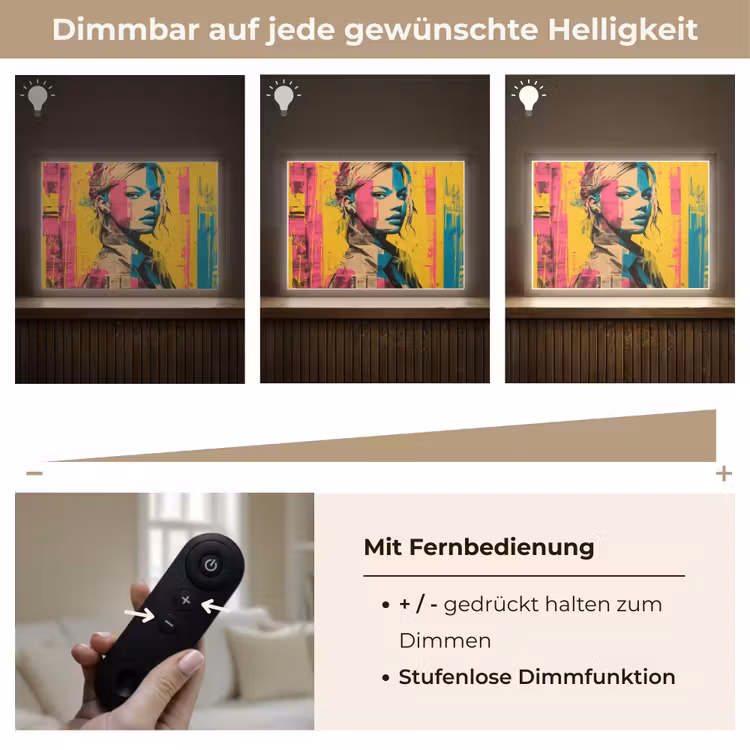 Vrouw - Verfstrepen - Gekleurd Light Box met batterij (Wandlamp) middel -USP_dimbaarDE