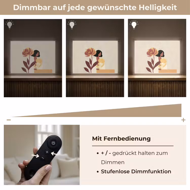 Vrouw - Minimalistisch - Bloem Light Box met batterij (Wandlamp) middel -USP_dimbaarDE