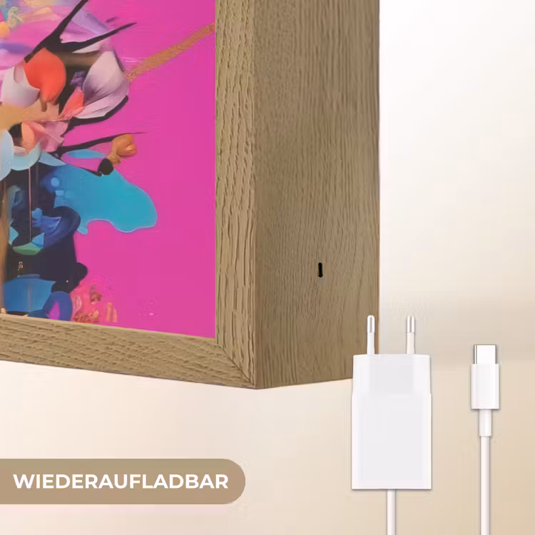 Vrouw - Portret - Abstract - Paars Light Box met batterij (Wandlamp) middel -USP_websiteoplaadbaarDE