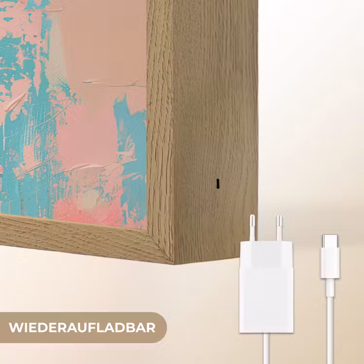Vrouw - Portret - Blauw - Roze - Modern Light Box met batterij (Wandlamp) middel -USP_websiteoplaadbaarDE