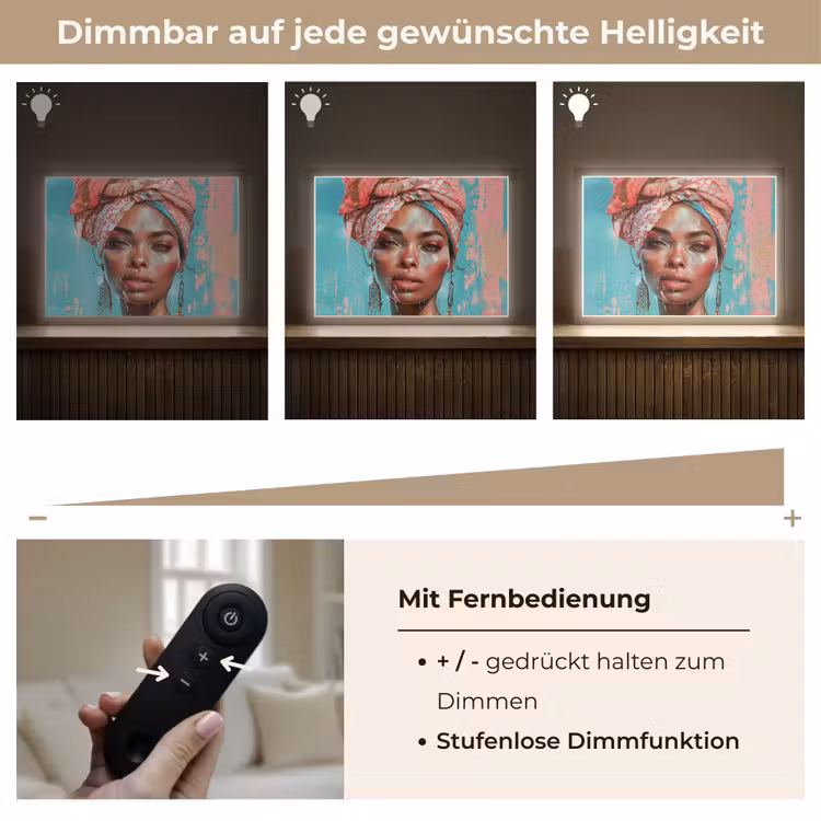 Vrouw - Portret - Blauw - Roze - Modern Light Box met batterij (Wandlamp) middel -USP_dimbaarDE
