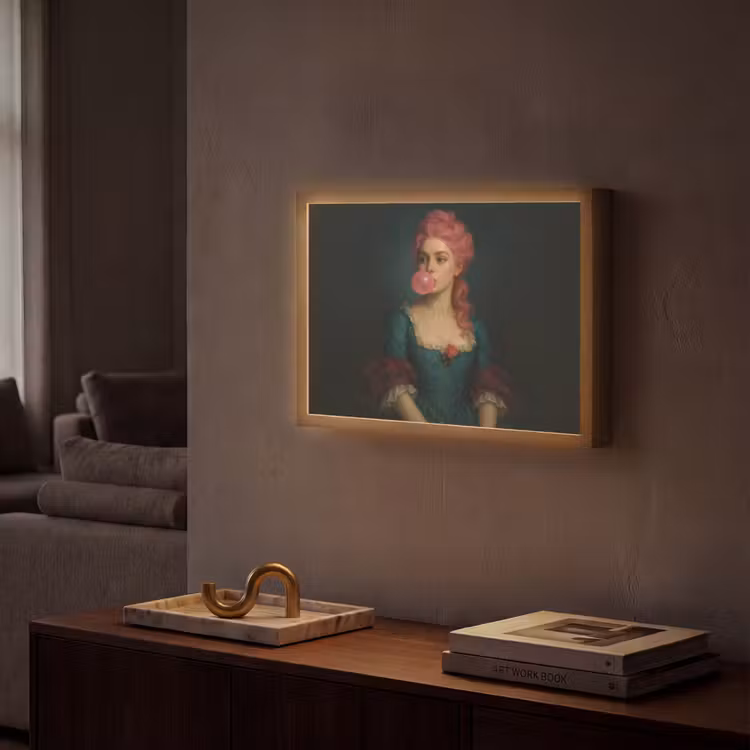 Vrouw - Portret - Kauwgombel Light Box met batterij (Wandlamp) middel -sfeer1