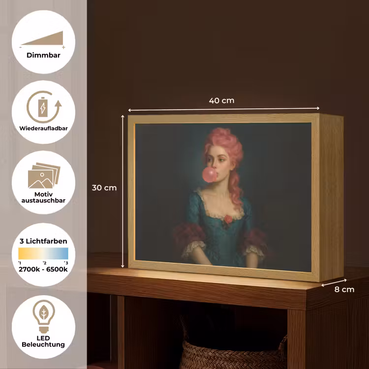Vrouw - Portret - Kauwgombel Light Box met batterij (Wandlamp) middel -USP_websiteoverzichtDE