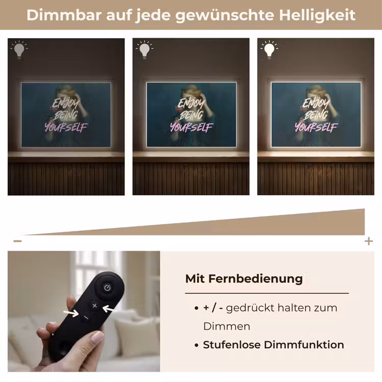 Vrouw - Roos - Quote Light Box met batterij (Wandlamp) middel -USP_dimbaarDE