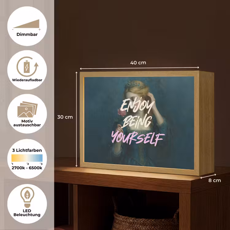 Vrouw - Roos - Quote Light Box met batterij (Wandlamp) middel -USP_websiteoverzichtDE