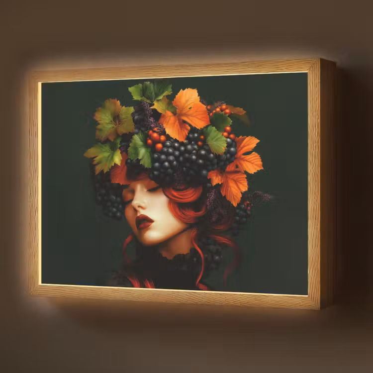 Vrouw - Rood - Groen - Druiven Light Box met batterij (Wandlamp) middel -z3d_website