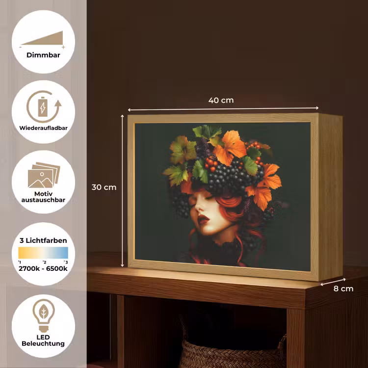 Vrouw - Rood - Groen - Druiven Light Box met batterij (Wandlamp) middel -USP_websiteoverzichtDE
