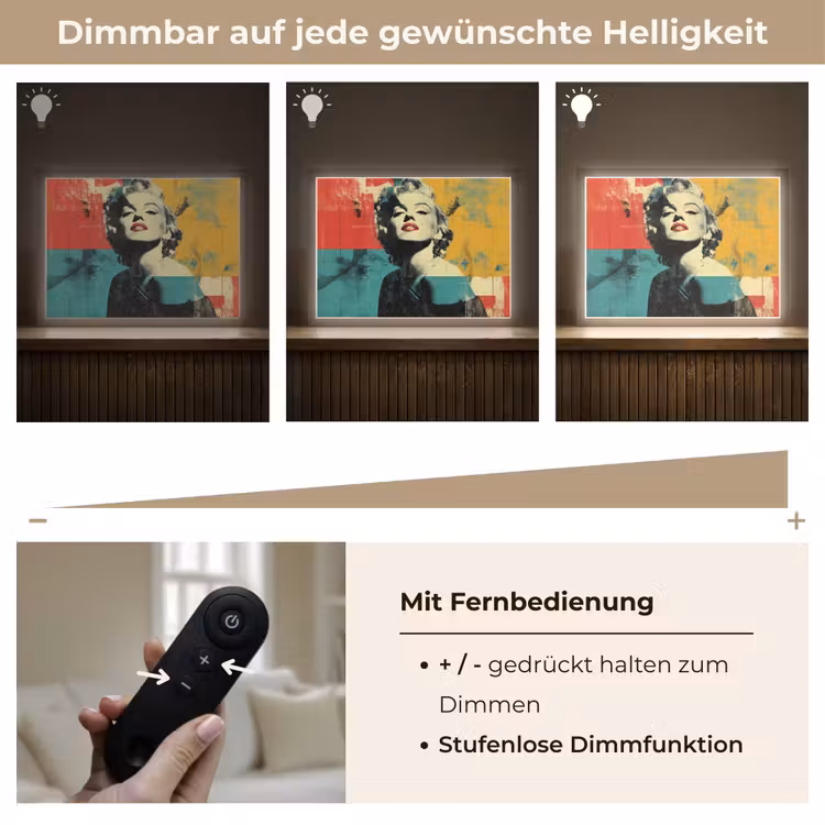 Vrouw - Rode lippen - Abstracte kleurvlakken - Popartuistraling Light Box met batterij (Wandlamp) middel -USP_dimbaarDE