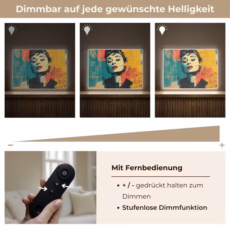Vrouw - Rode lippen - Expressief - Grafisch Light Box met batterij (Wandlamp) middel -USP_dimbaarDE
